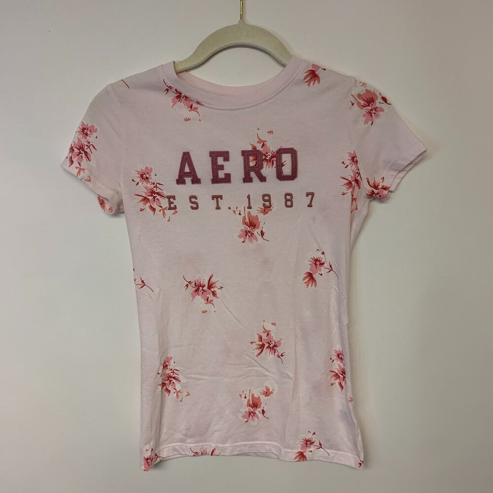 Aeropostale Tee Cottagecore Pink Floral Feminine Delicate Women’s SZ S